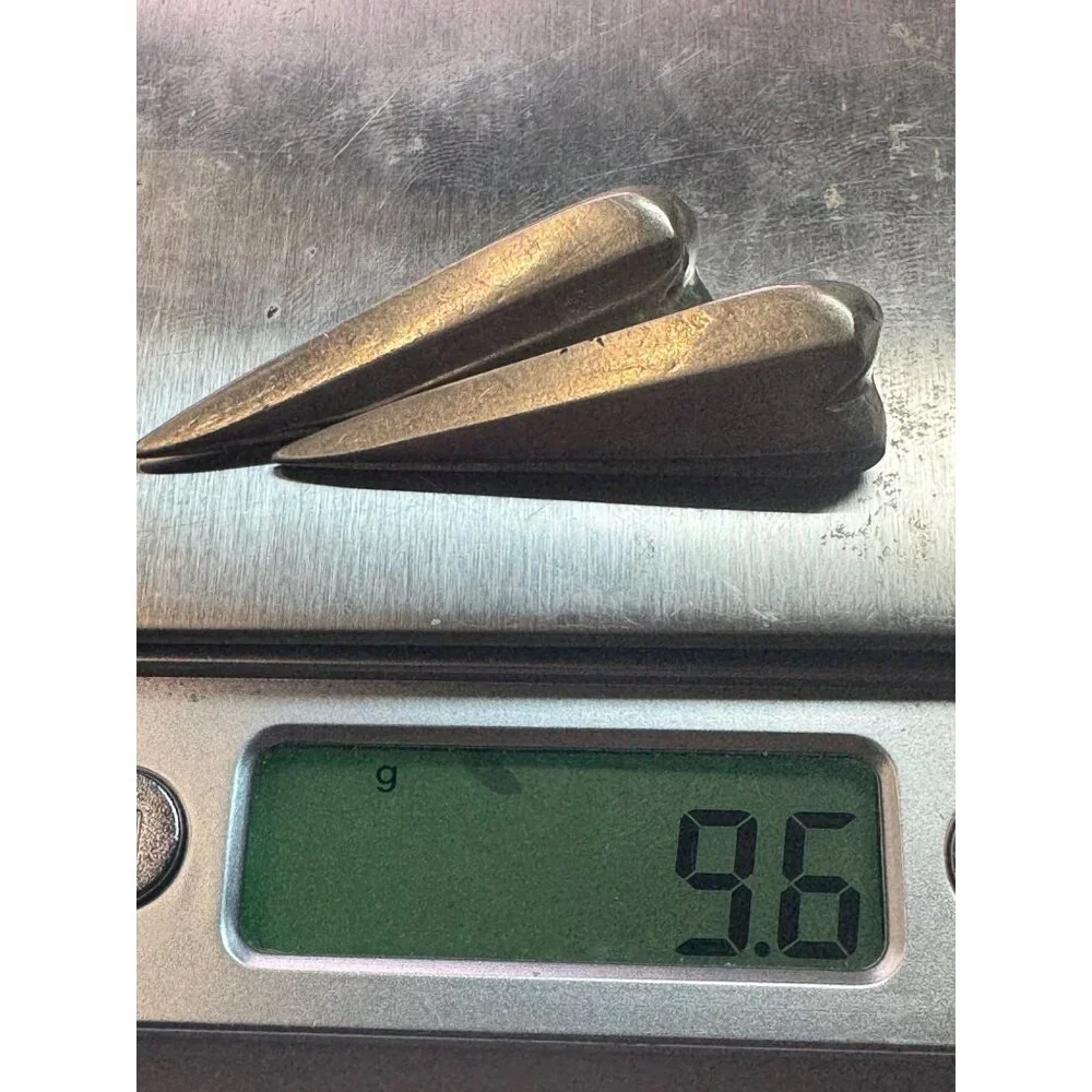 Estate Sterling Silver 925 Elongated Heart Stud Earrings 1.6" EZ Push Backs - Picture 9 of 9